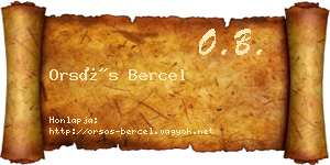 Orsós Bercel névjegykártya